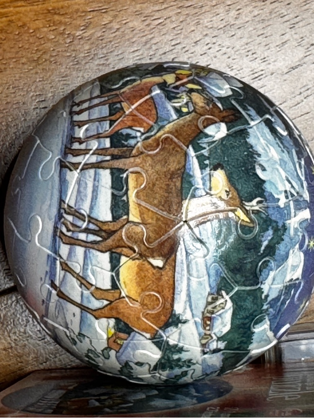 Ravensburger Red and Blue Holiday Globe Puzzle Tin with Reindeer